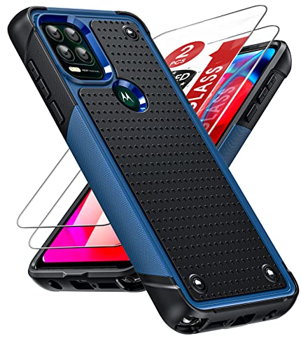 LeYi for Phone Case Moto G Stylus 5G, Motorola G Stylus 5G 2021 Case with 2 Pack Screen Protector, Dual Layer Hard PC Back & Soft Bumper Resilient Shock Absorb Case for Moto G Stylus 5G, Blue
