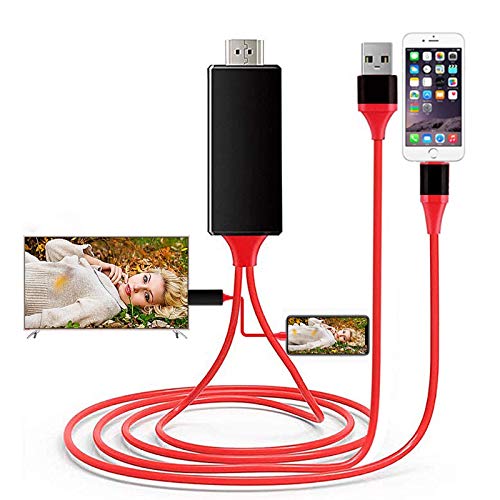 Lightning to HDMI Cable Adapter for iPhone, 1080P Digital Sync Screen Audio&Video Adapter