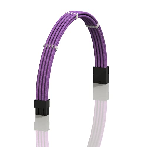 LINKUP - AVA 30cm PCI-E 8P(6+2) GPU PSU Power Supply Braided Sleeved Custom Mod PC Extension Cable w/Combs┃Strong & Stiff Design┃Single Pack┃300mm - Purple