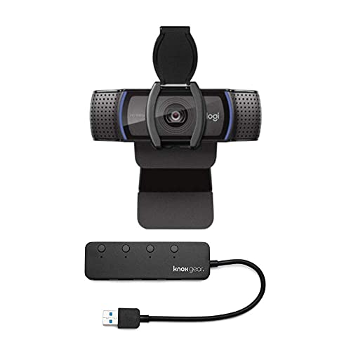 Logitech C920S HD Pro Webcam Bundle with 4-Port USB Hub