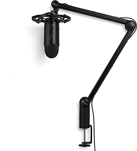 Logitech for Creators Blue Yeticaster Pro Broadcast Bundle with Yeti USB Microphone for Gaming, Recording, Streaming, Podcasting, Radius III Shockmount, Compass Mic Boom Arm, Blue VO!CE - Blackout