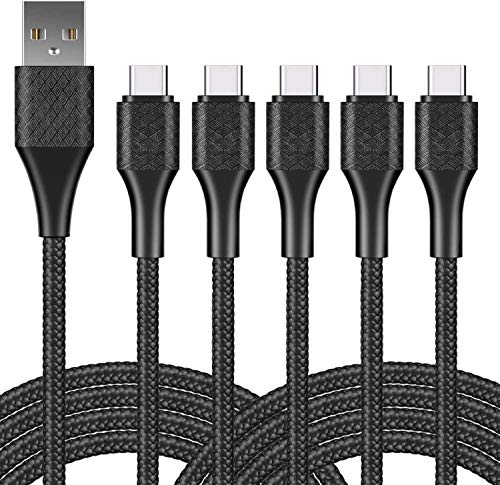 Long USB Type C Charger Cable Fast Charging 6FT, 5Pack Android USB-A to USB-C Fast Phone Charging Cord for Samsung Galaxy S20 S10 S10E S9 S8 Plus Note 10 9 8,Z Flip,LG V50 V40 V30 V20