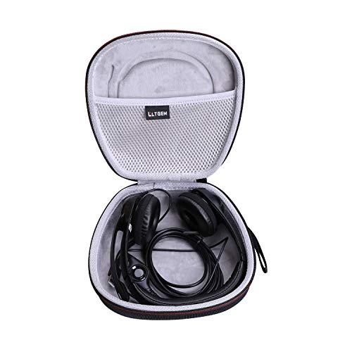 LTGEM Hard Case for Logitech USB Headset H390 / H430 / H570e and EAGLEND USB Headset/awatrue Computer Headset - Black+Grey