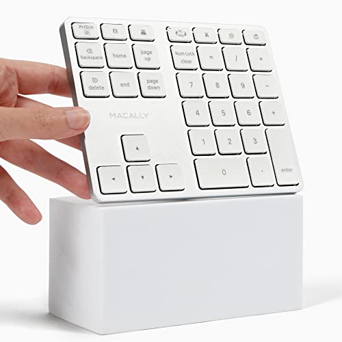 Macally Bluetooth Number Pad for Laptop - Rechargeable Wireless Numeric Keypad