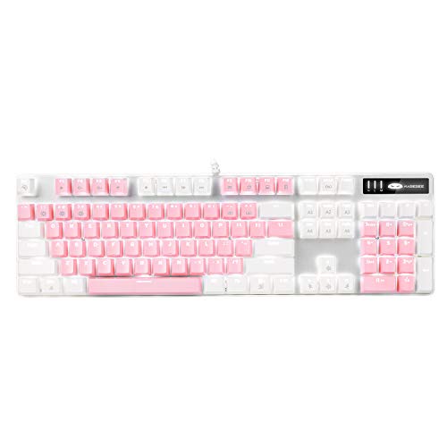 MageGee Mechanical Gaming Keyboard - White & Pink