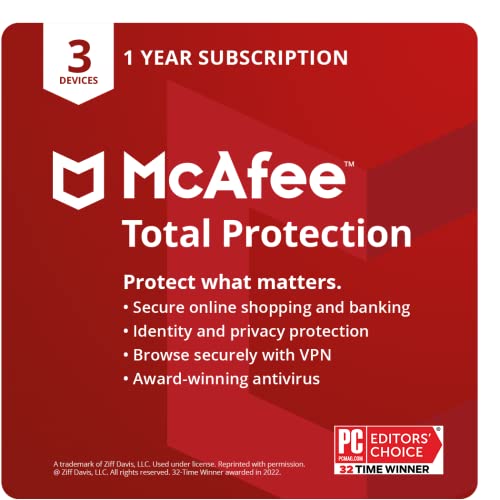 McAfee Total Protection 2022 | 3 Device | Antivirus Internet Security Software