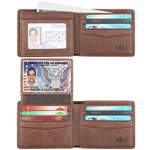 Men's Genuine Leather RFID Blocking Bifold Wallet (Coffee)
