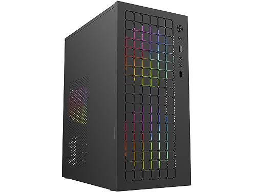 Micro-ATX Tower with Fully Ventilated Airflow, Micro-ATX & Itx Compatible Computer Case, USB 2.0 x 2 and HD Audio, Black