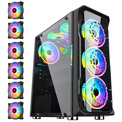 Mid-Tower ATX PC Case with ARGB Fans, Tempered Glass Panels