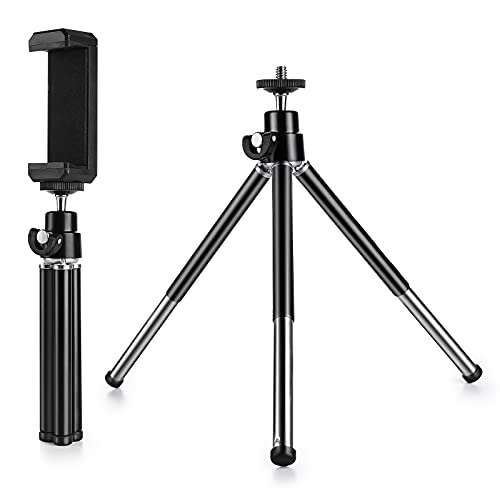 Mini Tripod for Webcam and Phone, Metal Extendable Webcam Stand with Phone Holder, Tripod for Webcam