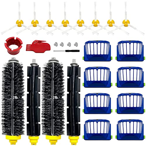 Mochenli Replacement Parts for iRobot Roomba 675 690 680 660 651 650 614 610 595 585 564 552 Vacuum, Replenishment Kit 8 Filters, 8 Side Brushes, 2 Set Bristle and Beater Brush,2 Tools