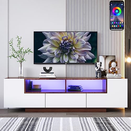 Modern LED TV Stand for 80/75 inch TV with Large Storage Drawer