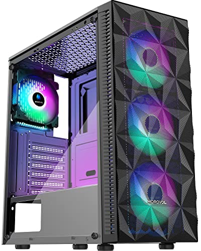 MOROVOL ATX Gaming Computer Case with RGB Fans