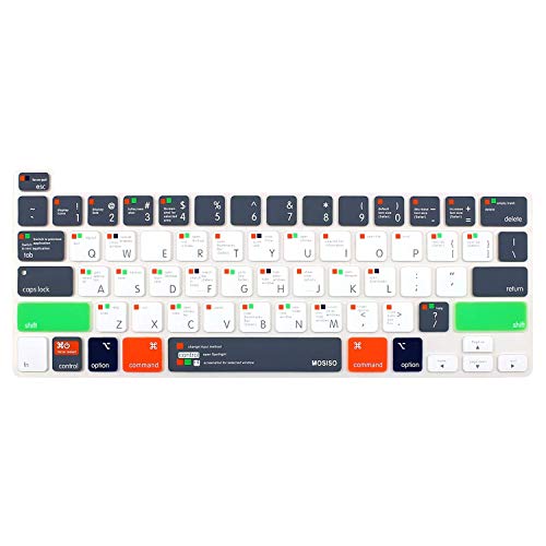 MOSISO Keyboard Cover Compatible with MacBook Pro 13 M2 2023,2022,2021 2020 M1 A2338 A2289 A2251&Compatible with MacBook Pro 16 2020 2019 A2141 Touch ID,Protective Silicone Skin,Mac OS X Shortcut,Gray