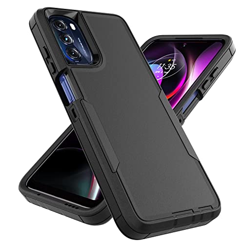 Motorola Moto G-5G 2022 Case: Protective Dual Layer Heavy Duty Shockproof Phone Cases (Black)