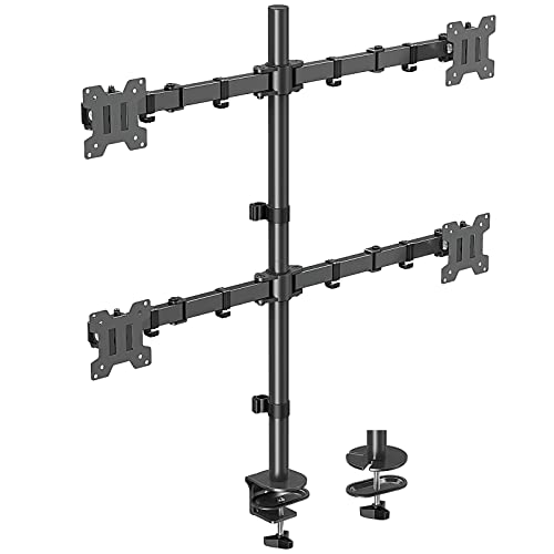 MOUNTUP Quad Monitor Stand: Fully Adjustable Stacked Mount for 4 Computer Screens