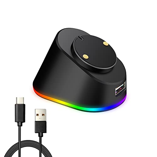 Mouse Charging Dock for Logitech Mouse G Pro Wireless/G Pro X Superlight/G 903/ G903 Hero/ G703/ G703 Hero/ G403 Wireless/ G502 Lightspeed, Magnetic RGB Logitech Gaming Mice Powerplay Charging System
