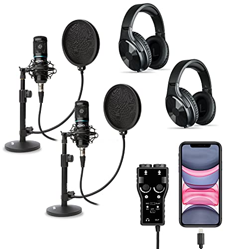 Movo Podcast Microphone Bundle for iPhone, iPad