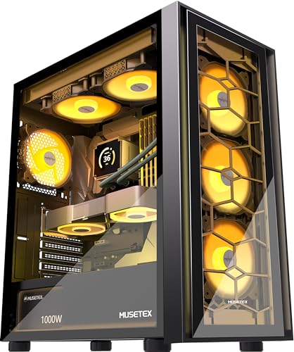 MUSETEX G07 ATX PC Case with 6 PWM ARGB Fans Pre-Installed