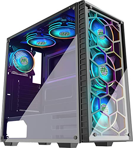 MUSETEX Phantom Black ATX Mid-Tower Case - 6pcs RGB Fans