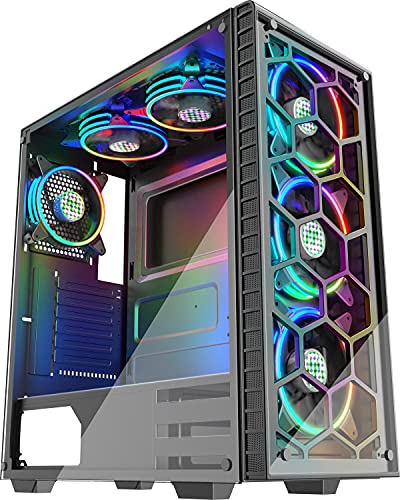 MUSETEX Phantom Black ATX Mid-Tower Gaming Case with LED Fans