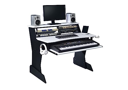 Musiea BE200 Series Music Studio Desk Workstation with 2 x 4U Rack (White)