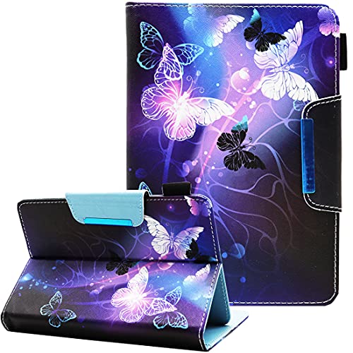 Nannxiebky Universal 10 10.1 Inch Android Tablet Case, Universal Tablet Case Cover for 10 10.1 Inch Tablet, Multi-Angle Viewing Stand Case for 9.5-10.5 Inch Tablet, Purple Butterfly