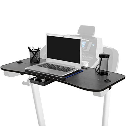 Natheeph Treadmill Desk Attachment, Upgrade Treadmill Desk Workstation with Non-Slip Mat, Universal Treadmill Laptop Holder with Drawer for Notebook/Laptop (Black)