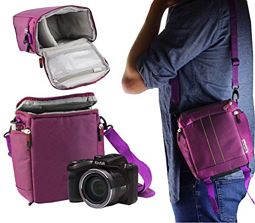 Navitech Purple DSLR SLR Camera Carrying Case and Travel Bag Compatible with The Nikon Df, Nikon Coolpix Z7, Nikon Coolpix B500, Canon EOS M50 with Shoulder Strap