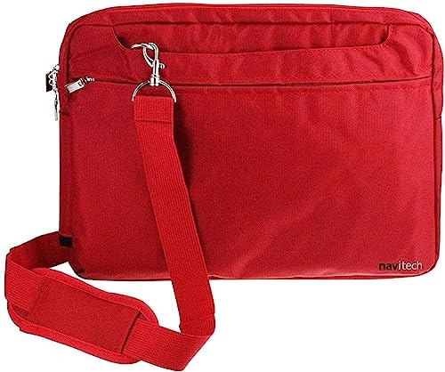 Navitech Red Sleek Premium Water Resistant Shock Absorbent Carry Bag Case