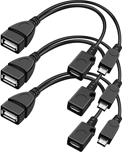 NECABLES 3Pack 2 in 1 OTG Cable for TV Stick with Power Cord USB Type A Female to Micro USB Male and Female Also Compatible with Android and Windows Phone