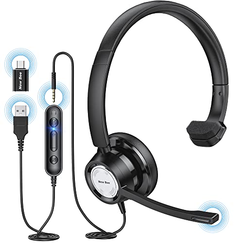 New Bee USB Headset with Mic - Noise Cancelling - Call Center Wired Headset