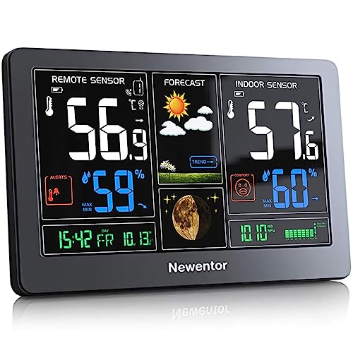 Geevon Weather Station Wireless Indoor Outdoor Thermometer Hygrometer with  Dew Point, Heat Index, Touch LCD Display Digital Weather Thermometer with