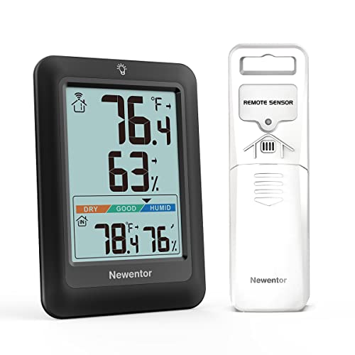 UN0511 U UNNI Weather Station Wireless Indoor Outdoor Thermometer Inside  Outside Temperature Humidity with Calendar and Adjustable Back