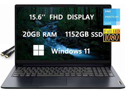 Newest IdeaPad 1i Laptop by Lenovo, 15.6'' FHD, Intel CPU, 20GB RAM, 1152GB SSD