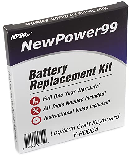 NewPower99 Battery Replacement Kit for Logitech Craft Y-R0064 Keyboard with Tools, Video Instructions, Long Life Rechargeable Battery