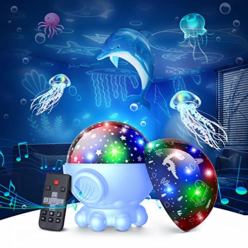 One Fire Night Light for Kids, 96 Lighting Modes Star Lights for Bedroom,  360° Rotating+6 Films Baby Night Light Projector Light, Rechargeable Kids