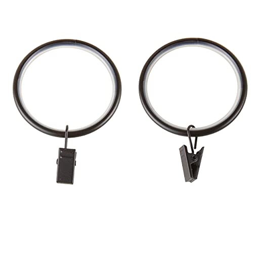 Noise-Canceling Curtain Rings w/Clip (Set of 10) - Black