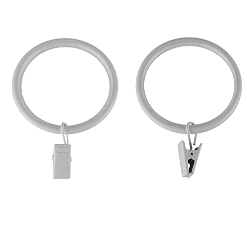 Noise-Canceling Curtain Rings w/Clip - White