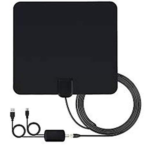 One For All 14432 HDTV Antenna Amplified Indoor Flat TV Antenna, 50 Mile Range -5 Feet Coaxial Cable - Black