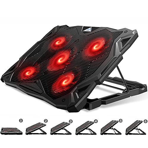 Pccooler Laptop Cooling Pad with 5 Quiet Red LED Fans