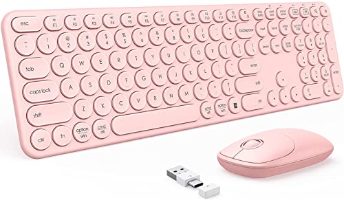 PEIOUS Pink Wireless Keyboard and Mouse Combo