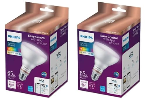 Philips Color and Tunable White BR30 LED 65-Watt Equivalent Dimmable Smart Wi-Fi Wiz Connected Wireless LED Light Bulb, 2-Pack Recessed Can Light Bulbs