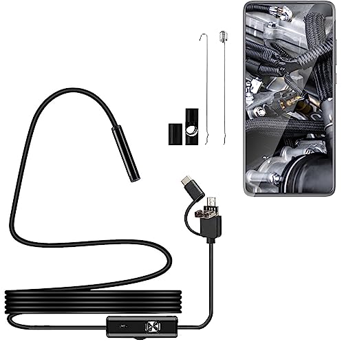 Phone USB Borescope Camera for Android Phone Computer 6.5Ft Long USB Cable 5.5MM Waterproof Endoscope Inspection Snake Camera Scope with USB Type C with 6 LED Lights Fit for XP W7 W8 W10