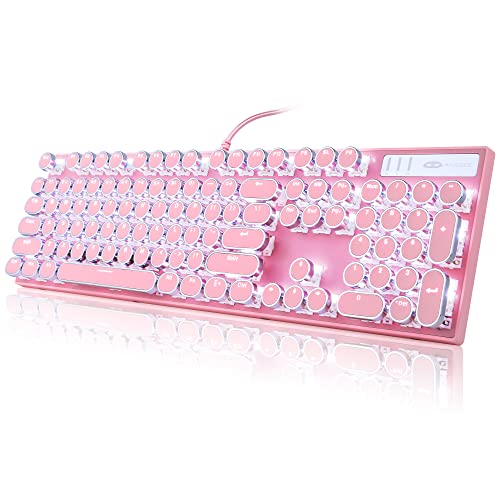Pink Retro Punk Gaming Keyboard with White Backlit