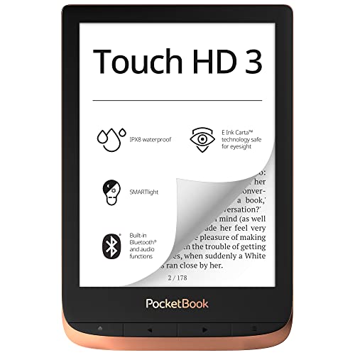 PocketBook Touch HD 3 | Audio- & E-Book Reader | 6ʺ Glare-Free & Eye-Friendly E-Ink Screen | Text-to-Speech Function | Bluetooth | Adaptive SMARTlight | IPX8 Waterproof | E-Reader, Spicy Copper