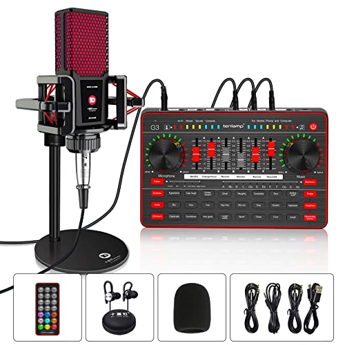 SINWE Podcast Microphone Bundle, BM-800 Condenser Mic with Live Sound Card  Kit, Podcast Equipment Bundle with Voice Changer and Mixer Functions for  PC, studio pc 