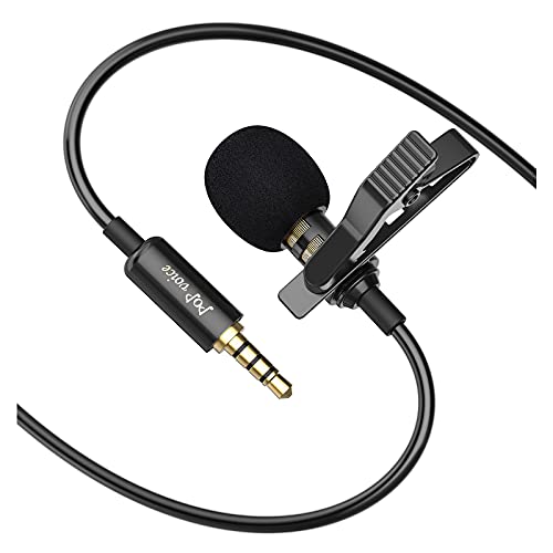 PoP voice Upgraded Lavalier Lapel Microphone, Omnidirectional Condenser Mic for Apple iPhone iPad Mac Android Smartphones, Youtube, Interview, Studio, Video, Recording,Noise Cancelling Mic