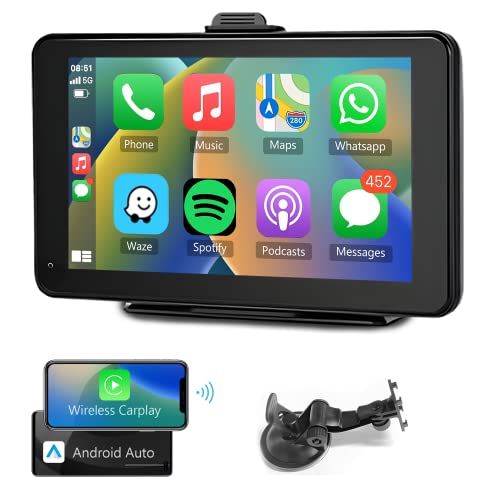 Portable Car Screen with Wireless Apple CarPlay and Android Auto
