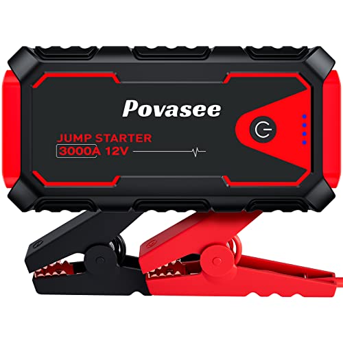 Povasee Jump Starter 3000A Peak - Portable Car Battery Jump Starter with Power Bank